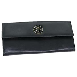 Céline-CELINE Long Wallet Leather Black Auth 81009-Black