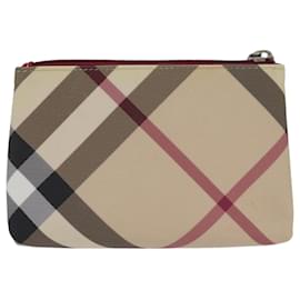 Burberry-Pochette en PVC beige à motif Nova Check de BURBERRY Auth 80931-Beige