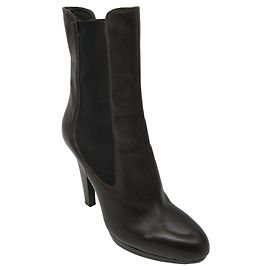 Botas de cuero de tacón alto marrón oscuro Miu Miu para poner Castaño