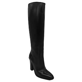 Saint Laurent-Saint Laurent Tall Classic Heeled Leather Boots-Black
