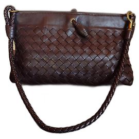 Bottega Veneta leather handbag dark brown Dark brown