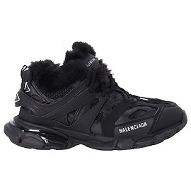 Sneaker Balenciaga Track con pelliccia in rete nera e nylon Nero