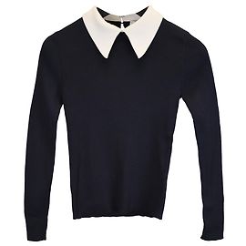 Rippstrick-Polo von Sandro Paris aus schwarzem Polyester Schwarz