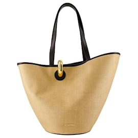 Jacquemus-Le Bambola Shopper Bag - Jacquemus - Leather - Ivory/Black-White