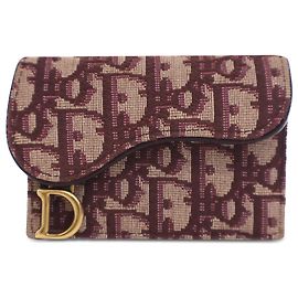 Dior Red Oblique Canvas Saddle Card Holder Red Dark red