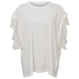 Top de jersey blanco con encaje de Iro Blanco Crudo