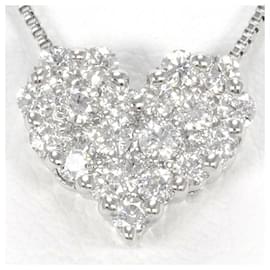 Autre Marque-PT900 Platinum PT850 Necklace with 0.30ct Diamond, 45cm in Great Condition-Other