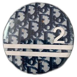 Broche ronde Dior Monogramme bleu Bleu