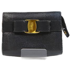 Salvatore Ferragamo Vara Ribbon Leather Pouch Black