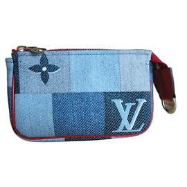 Louis Vuitton, Pochette Accessoires in Monogram Denim Red canvas Blue