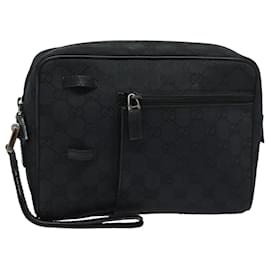 Gucci-Sac à main en toile GG Gucci noir 018 1616 Auth 80604-Noir