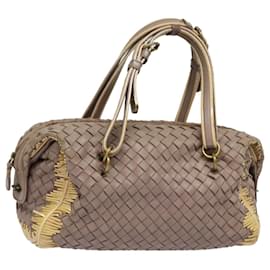 Autre Marque-BOTTEGA VENETA INTRECCIATO Hand Bag Leather Beige Auth 81925-Beige