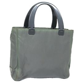 PRADA Bolsa de mão em nylon cinza Auth 81833 Marrom