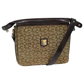 Céline-CELINE C Macadam Canvas Shoulder Bag Beige Brown Auth 81007-Brown,Beige