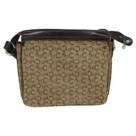 Céline-CELINE C Macadam Canvas Shoulder Bag Beige Brown Auth 81007-Brown,Beige