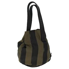 Fendi-Sac à main en toile Pecan FENDI marron noir Auth ep4631-Marron,Noir
