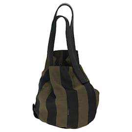 Fendi-Sac à main en toile Pecan FENDI marron noir Auth ep4631-Marron,Noir