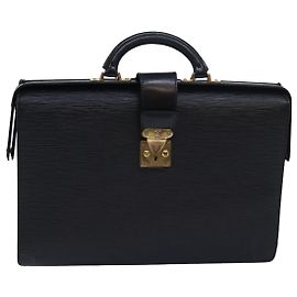 LOUIS VUITTON Epi Serviette Fermoir Business Bag Black M54352 LV Auth 80273 Black