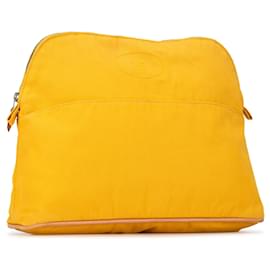 Hermès-Yellow Hermès Toile Bolide Trousse de Voyage GM Pouch-Jaune