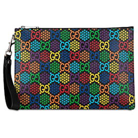 Gucci-Pochette zippée psychédélique Gucci GG Supreme noire-Noir