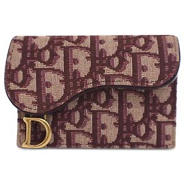 Red Dior Oblique Canvas Saddle Card Holder Red