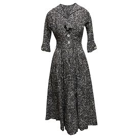 Autre Marque Robe maxi imprimée abstraite vintage grise Julius Garfinckel & Co. Taille US S Gris