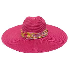 Fuchsia Emilio Pucci Strohhut mit breiter Krempe Größe 1 Pink