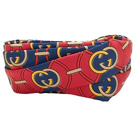Faixa de cabeça em seda twill Gucci vermelha e multicolorida, tamanho US M Vermelho