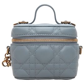 Blaues Christian Dior Micro Lady Dior Cannage Schminktäschchen Blau