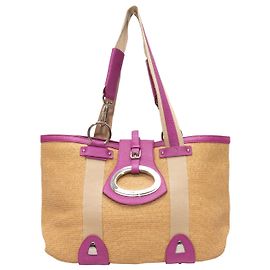 Sacola de palha Dolce & Gabbana Bege & Magenta Bege