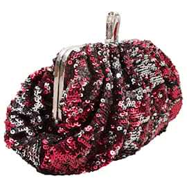 Christian Louboutin-Pochette à sequins rouge et argent Christian Louboutin-Rouge