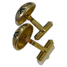 Abotoaduras Christian Dior douradas com esmalte verde Dourado