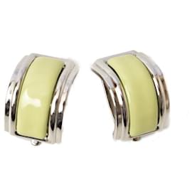Hermès-Hermes Enamel Earrings Light Green/Silver-Green