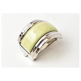 Hermès-Hermes Enamel Earrings Light Green/Silver-Green