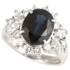 Autre Marque Antique Design Platinum Pt850 Sapphire 3.67ct Ring Blue