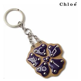 Chloé Chloe Keyring/Keychain Dark Purple/Beige, Silver Hardware 8HPC40-8H701 Purple