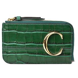 Chloé Chloe Leather Mini Wallet/Coin/Card Case Green Green