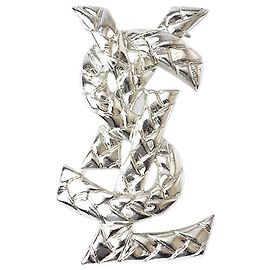 Yves Saint Laurent Broche prateada com logo YSL da Saint Laurent Prata