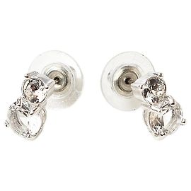 Swarovski Crystal Rhodium Coated Earrings, Silver/White, 0.6×1.0cm Silvery