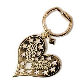 Chloé Chloe Brass Keychain/Keyring with Heart Motif, Light Gold Golden