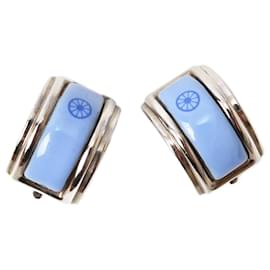 Hermès-Hermes Enamel Earrings Lavender/Silver-Silvery