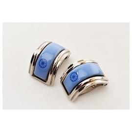 Hermès-Hermes Enamel Earrings Lavender/Silver-Silvery