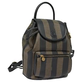 Fendi-FENDI Pecan Canvas Backpack Brown Black Auth ep4748-Brown,Black
