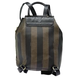 Fendi-FENDI Pecan Canvas Backpack Brown Black Auth ep4748-Brown,Black