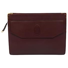 Cartier-Sac à main CARTIER en cuir 2 pièces rouge Auth 79784-Rouge