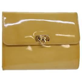 Salvatore Ferragamo-Pochette Gancini en émail jaune Salvatore Ferragamo Auth bs15646-Jaune