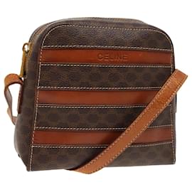 Céline-CELINE Macadam Canvas Shoulder Bag PVC Leather Brown Auth 81150-Brown