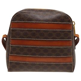 Céline-CELINE Macadam Canvas Shoulder Bag PVC Leather Brown Auth 81150-Brown