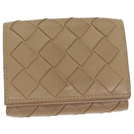 Autre Marque BOTTEGA VENETA INTRECCIATO Compact Wallet Leather Beige Auth 80983 Beige