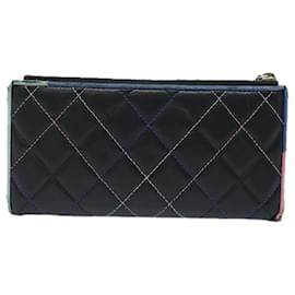 Chanel-CHANEL Trousse Accessoire Matelassée Cuir d'Agneau Noir CC Auth 81802-Noir